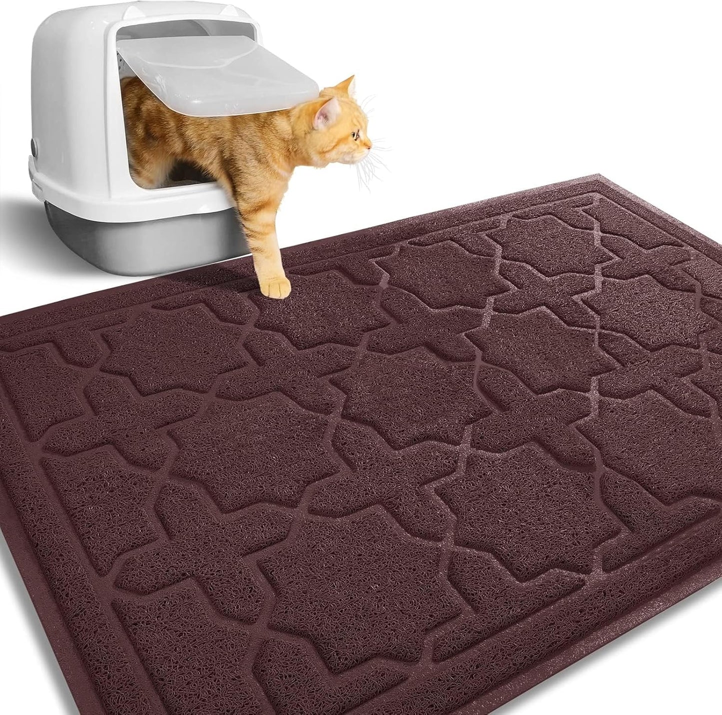Cat Litter Mat, 35.4"X23.6" Litter Box Mat with Litter Lock Mesh, Soft Cat Litter Mat Litter Trapping Mat, Easy to Clean, Non-Slip, Water Resistant, Litter Free Floors, Dark Grey