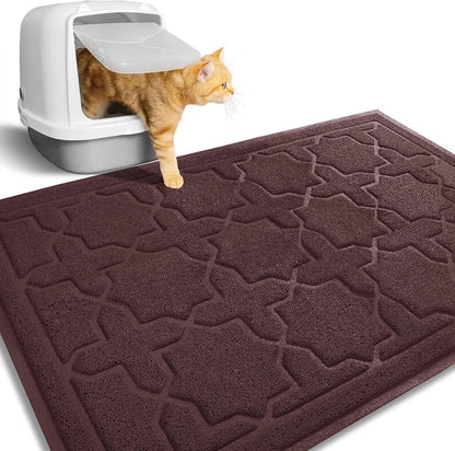 Cat Litter Mat, 35.4"X23.6" Litter Box Mat with Litter Lock Mesh, Soft Cat Litter Mat Litter Trapping Mat, Easy to Clean, Non-Slip, Water Resistant, Litter Free Floors, Dark Grey
