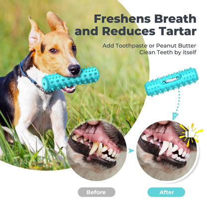 Dog Chew Toys for Aggressive Chewers Small Medium Breed, Indestructible Dog Squeaky Toys, Puppy Chew Toothbrush Toys Dog Teeth Cleaning