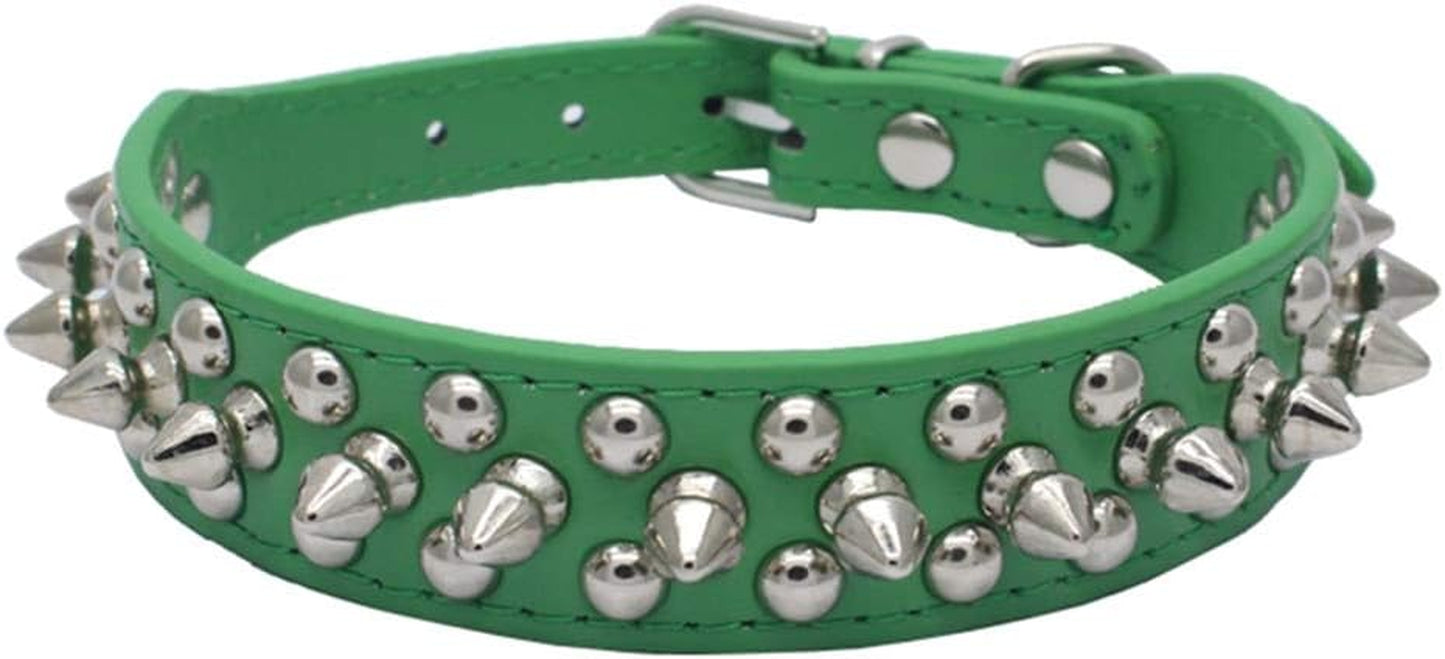 Mushrooms Spiked Rivet Studded Adjustable Pu Leather Pet Collars for Cats Puppy Dogs