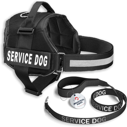 Service Dog Vest with Hook and Loop Straps & Matching Leash Set - Harnesses from XXS to XXL - Service Dog Harness Features Reflective Patch and Comfortable Mesh Design (Red, Small)