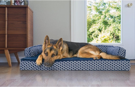 Memory Foam Dog Bed for Large Dogs W/ Removable Bolsters & Washable Cover, for Dogs up to 95 Lbs - Plush & Woven Decor Comfy Couch Sofa - Diamond Gray, Jumbo/Xl