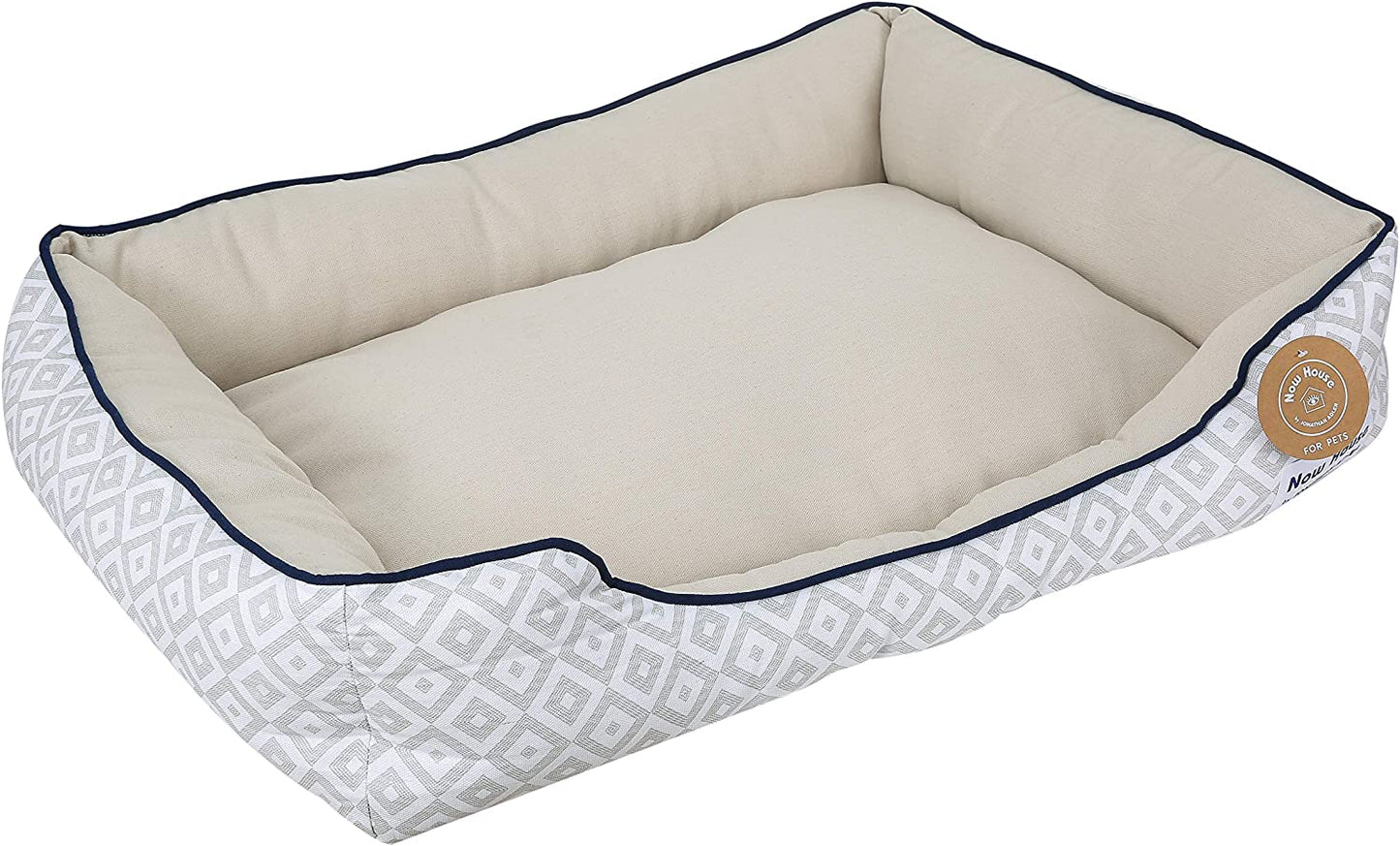 Now House for Pets Grey Diamond Cuddler Dog Bed, Small Dog Bed, Washable, Cotton/Poly Blend, 24.0"L X 19.0"W X 8.0"Th