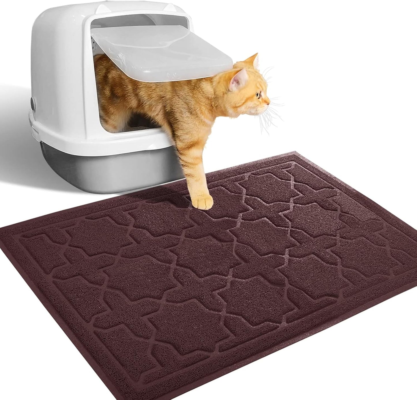 Cat Litter Mat, 35.4"X23.6" Litter Box Mat with Litter Lock Mesh, Soft Cat Litter Mat Litter Trapping Mat, Easy to Clean, Non-Slip, Water Resistant, Litter Free Floors, Dark Grey