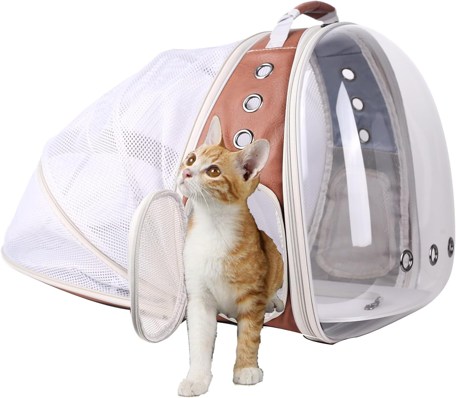 Cat Travel Backpack with Fan, Fit up to 12 Lbs, Space Capsule Astronaut Clear Bubble Window Pet Backpack for Kitten and Small Puppy Green