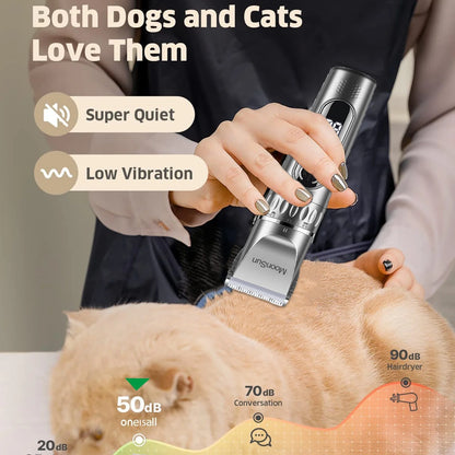 5-Speed Adjustable Rechargeable Dog & Cat Grooming Clippers Kit with 1 X Silver Dog Clipper