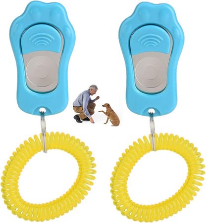 Dog Clicker for Training, 2 Packs Dog Training Clicker Pet Behavioral Training Clicker, Adjustable 3 Gears Pet Dog Training Clicker with Wrist Strap for Dogs Cats Birds Horses, Sky Blue