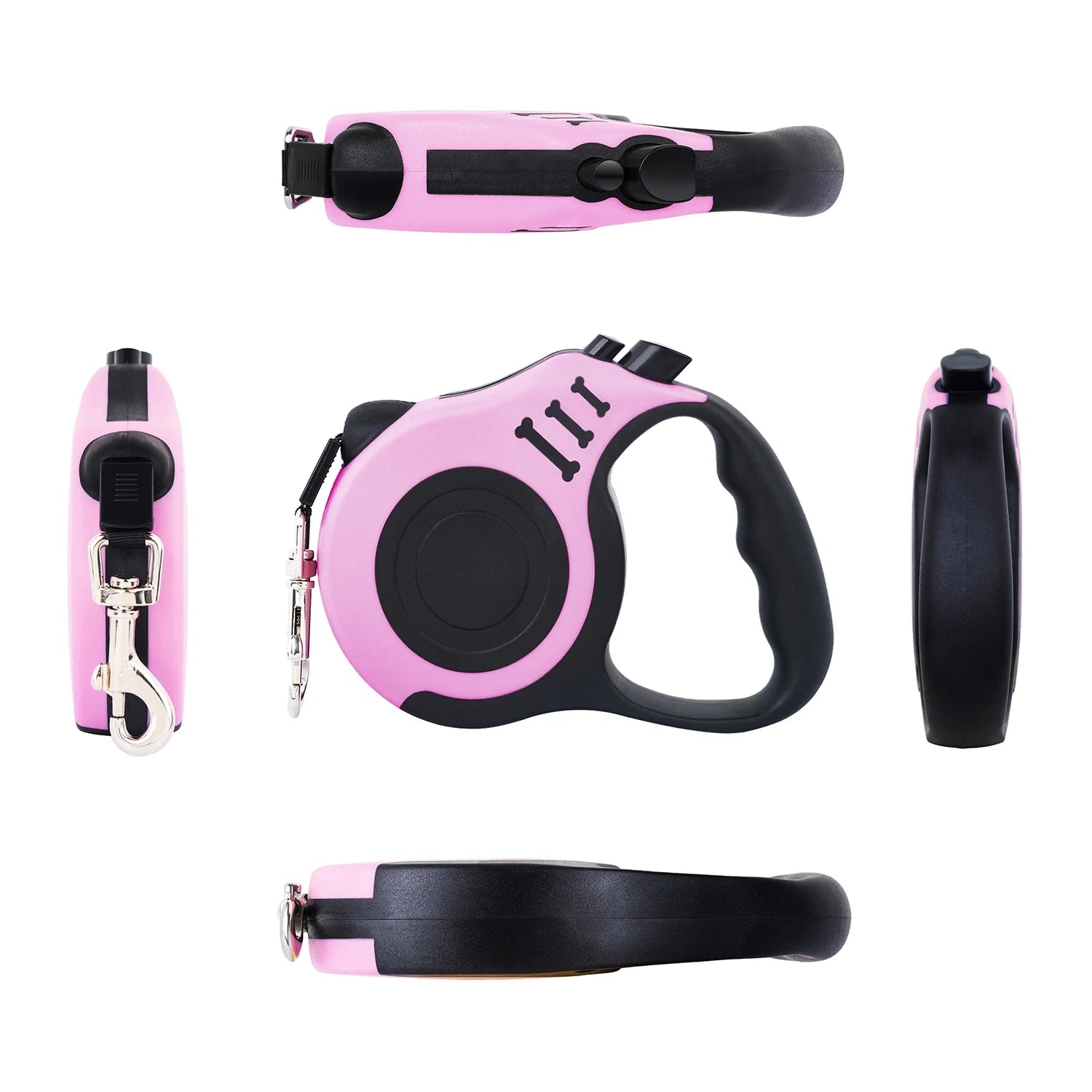 Retractable Dog Leash Lightweight 16FT Leash with Non-Slip Handle for Small Dogs (Pink)