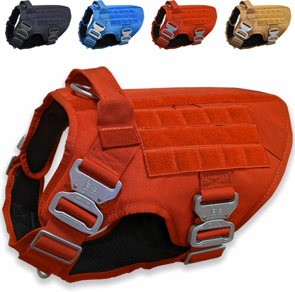 Pets Promax Tactical Dog Harness for Large Dogs – Military Grade, All-Metal Buckles Vest with Control Handle, No Plastic Componenets in Our Harness, Waterproof, No-Pull, No-Choke (Brown, L)