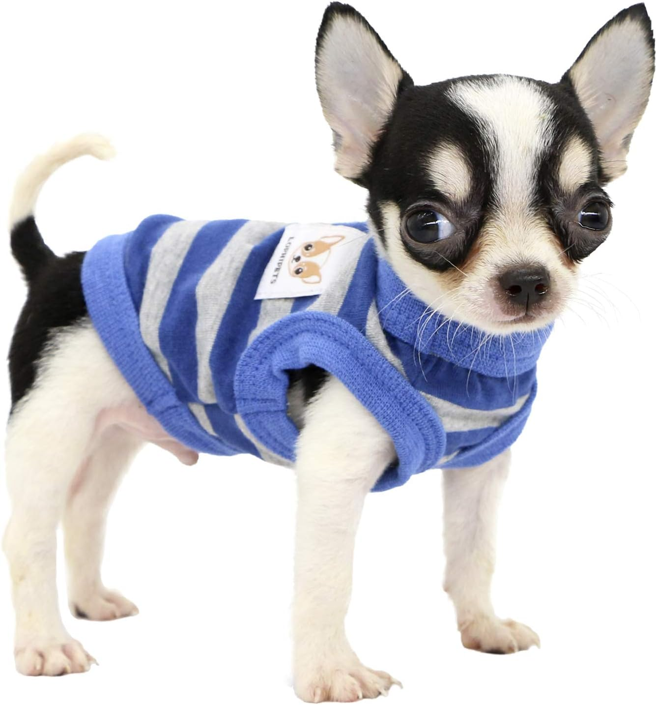 100% Cotton Striped Dog Shirts for Small Dogs Chihuahua Puppy Clothes Tank Vest-Black and Gray Strips/Xxs