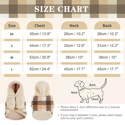 Warm Dog Coat Fleece Lining Dog Hoodie Cold Weather Dog Jacket Winter Pet Clothes for Small and Medium Dogs