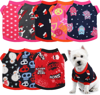 8 Pieces Valentine Dog Sweaters Winter Chihuahua Clothes Outfits Warm Shirt Puppy Clothes for Winter Dog Colorful Thickening Puppy Pajamas for Pets Pup Cat, X-Small