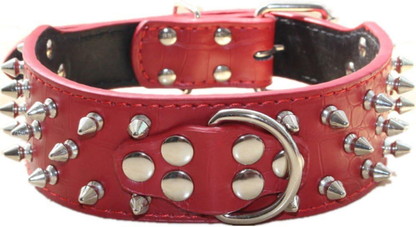 Spiked Leather Dog Collar Bullet Rivets Studded 2 Inch Width Stylish Leather Dog Collars for Medium & Large Dogs Pitbull(Gold Brown,Xl)