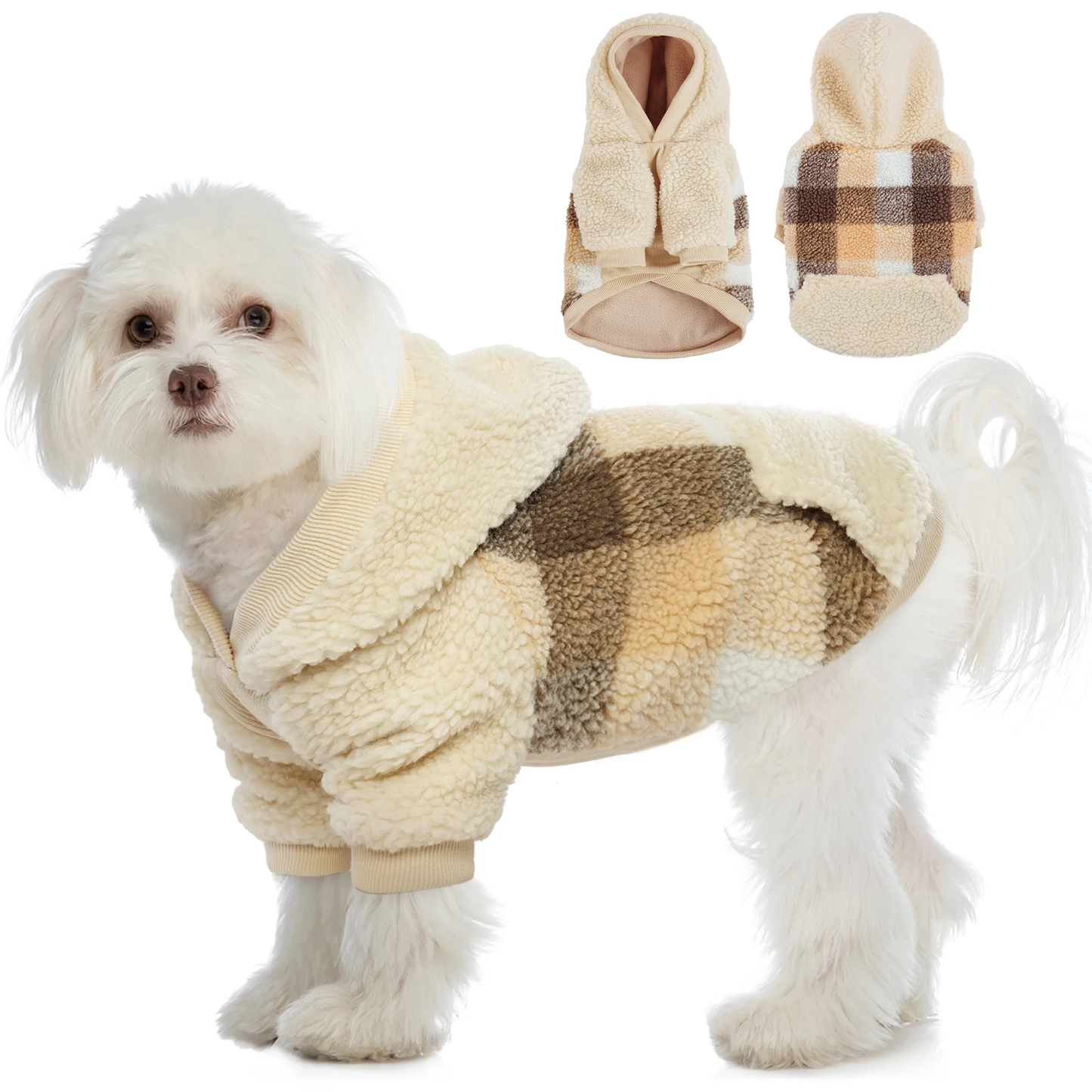 Warm Dog Coat Fleece Lining Dog Hoodie Cold Weather Dog Jacket Winter Pet Clothes for Small and Medium Dogs