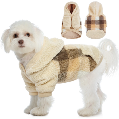 Warm Dog Coat Fleece Lining Dog Hoodie Cold Weather Dog Jacket Winter Pet Clothes for Small and Medium Dogs